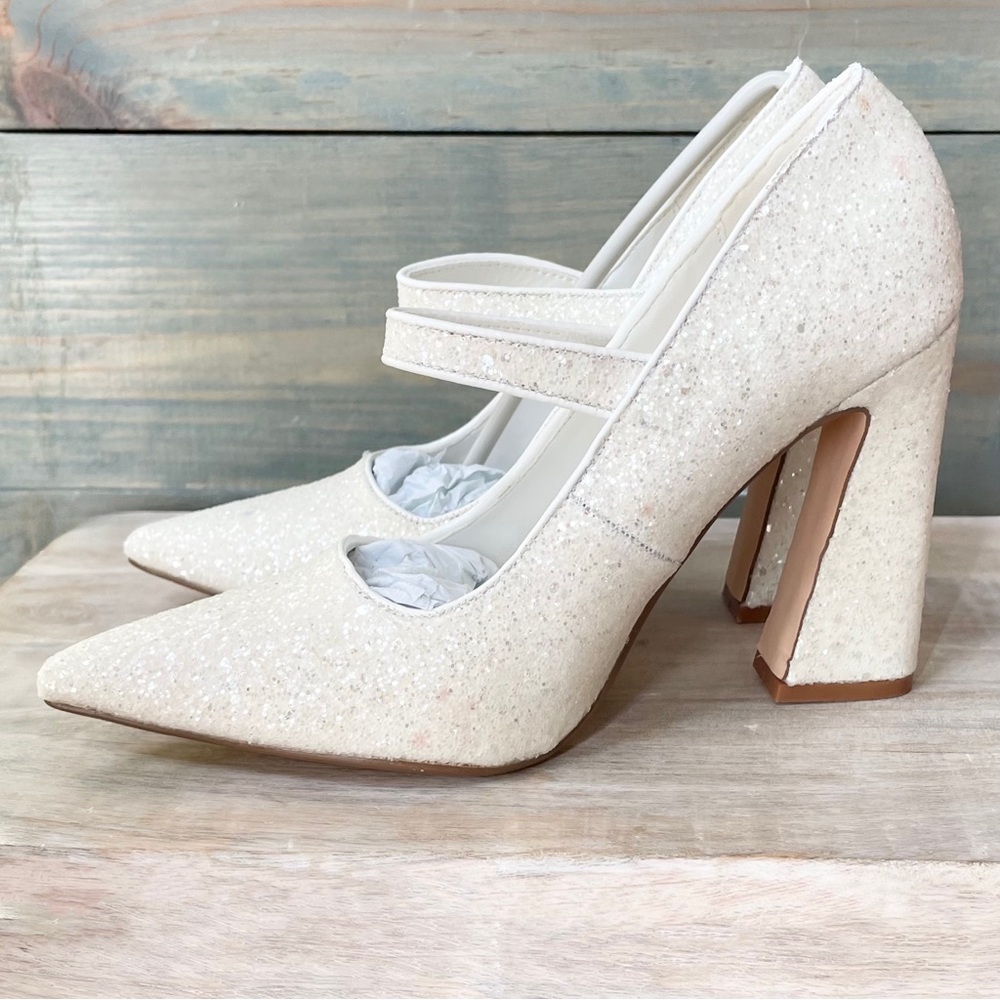 Lulu’s Luiz MOD White Glitter Pointed-Toe Pumps 9 - Picture 4 of 8